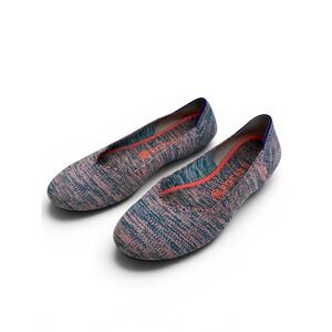 Rothys The Flat Womens 9.5 Turquoise Melange Spin Pink Blue Marl Knit Washable